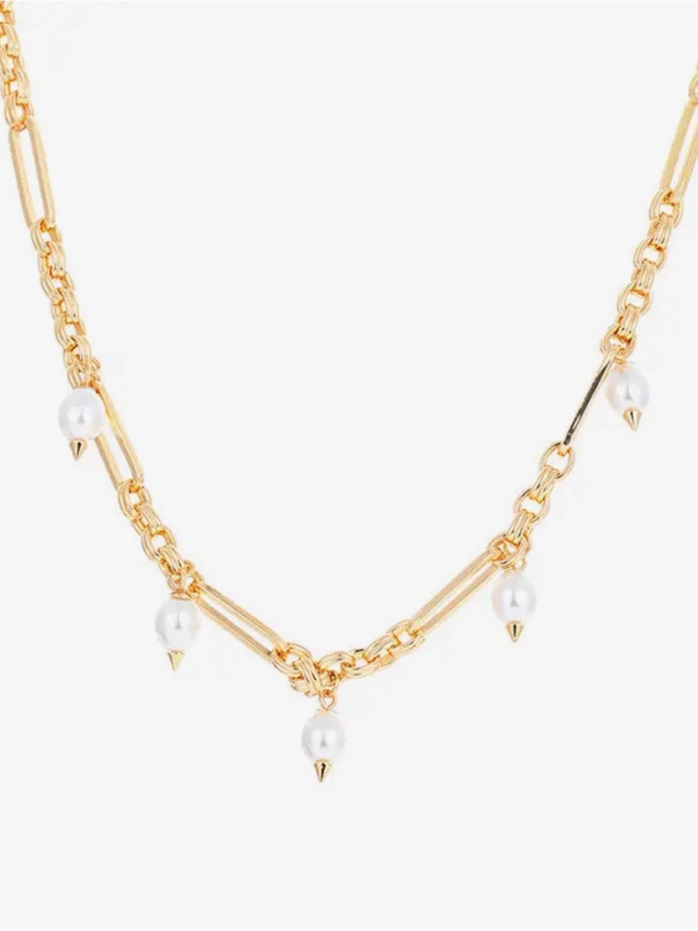 Gold Pearl Charm Link Necklace - Unbranded - Picture 2 of 2